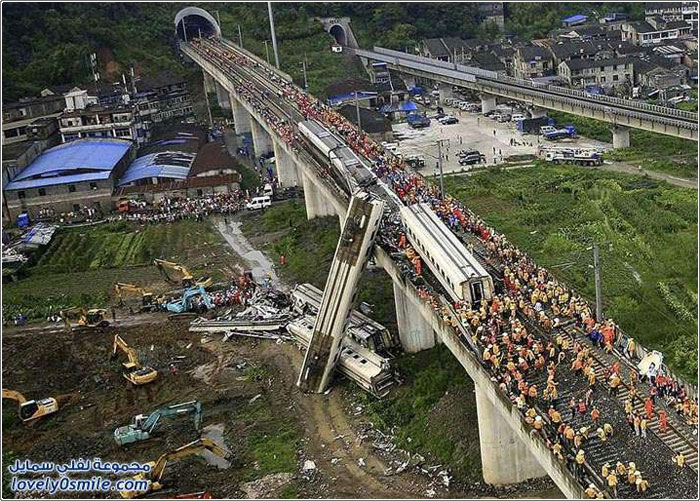 حادث قطار مروع في الصين