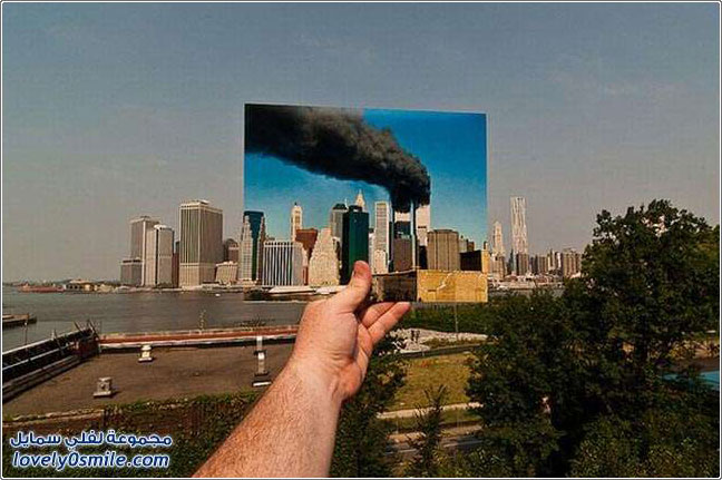 صور دمج الماضي بالحاضر لأحداث 11 سبتمبر