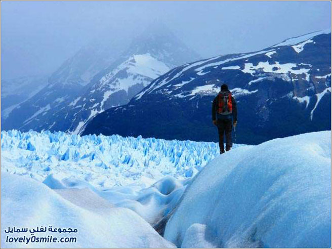 الجليد الأزرق في سانتا كروز على الحدود بين الأرجنتين وتشيلي